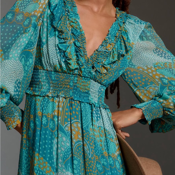 Anthropologie Odetta Ruffled V-Neck Maxi Dress - Picture 14 of 15